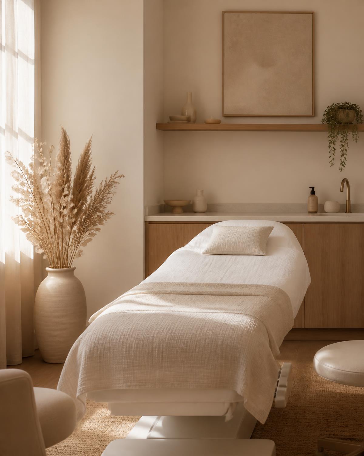 The calm, cream-toned Nia treatment room